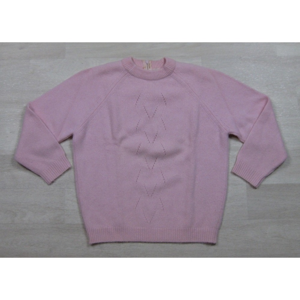 Vintage 60s Kingsley Sweater Women's (M) Lambswool Back Zip Pink Coquette Barbie